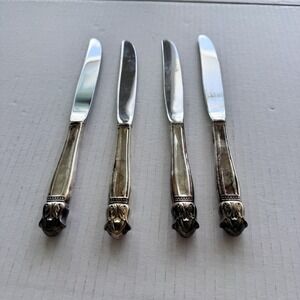 4 HOLMES EDWARDS Silverplate DANISH PRINCESS Dinner Knife Knives No Monogram Vtg